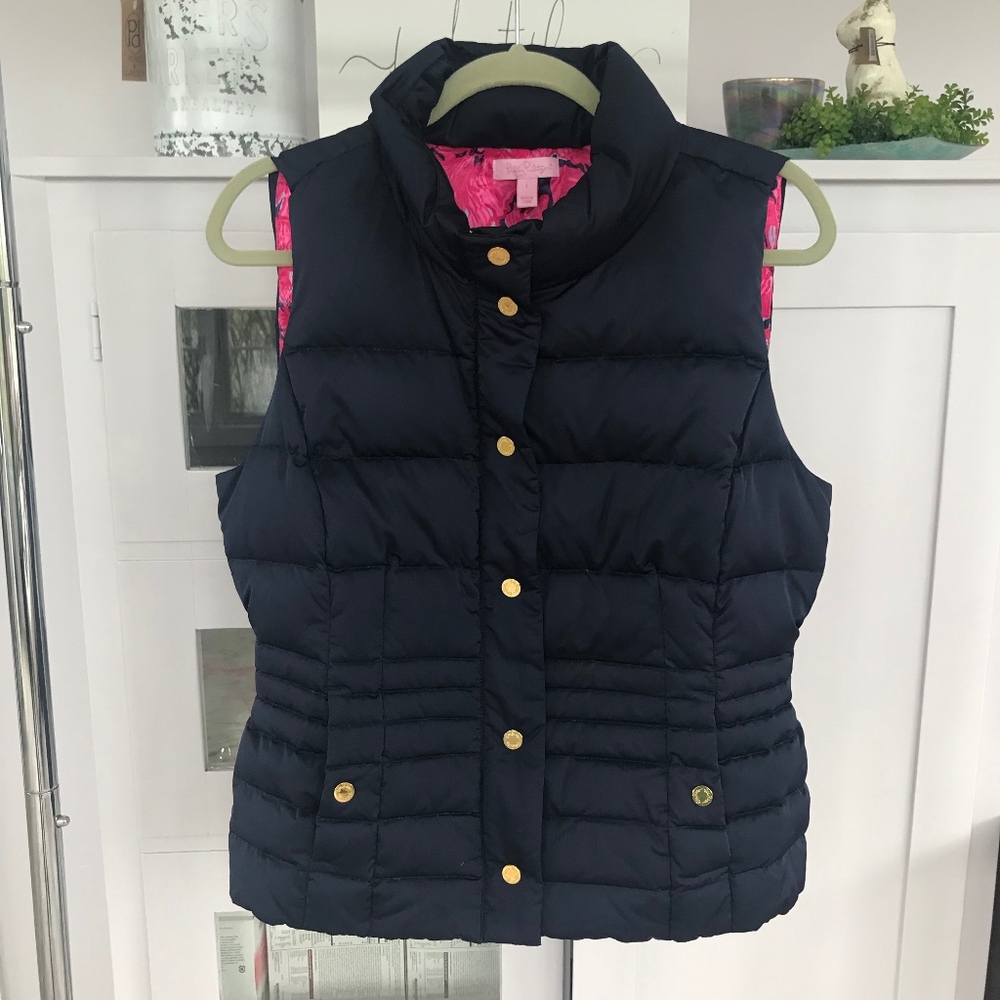 Lilly Pulitzer Dark Blue Down Vest Size L